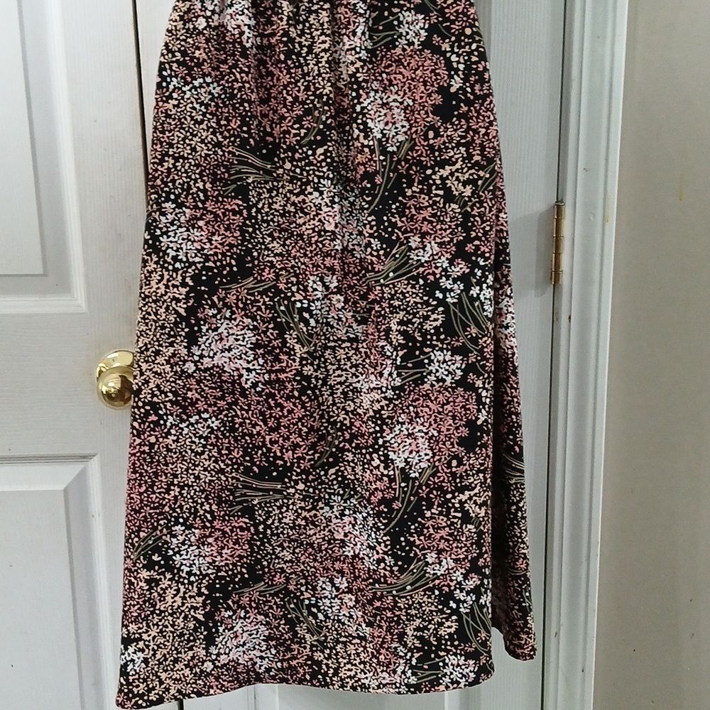 Loft Outlet black pink white cream floral print dress Sz M EUC - Picture 6 of 8